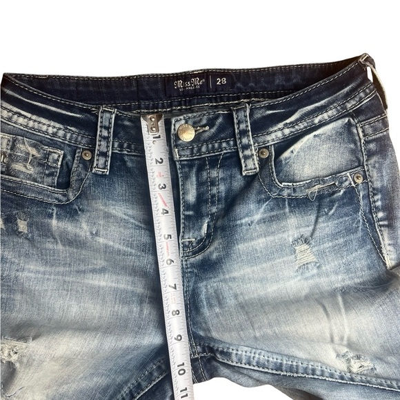 Miss Me Jeans Women's 28 (30x28) Ankle Skinny Mid-Rise Distressed Blue Denim - Picture 9 of 11